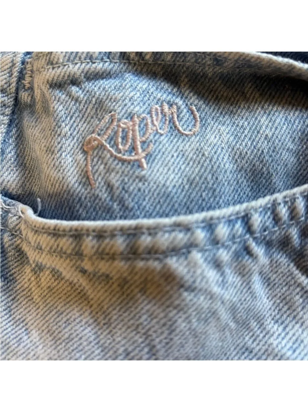 Roper Light Blue Women's Skinny Jeans with Heart Patches Frayed Hem 9/10